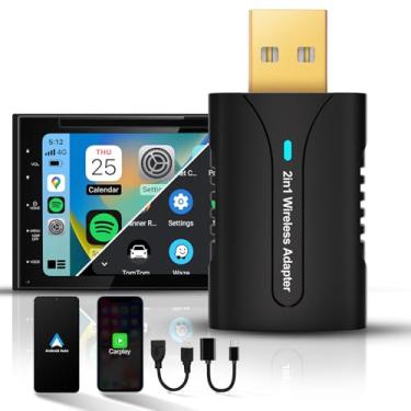 Imagem de DYUZO 2in1 CarPlay Android Auto Wireless Adapter, Mini Car Play Android Auto Cars Stick, Stability Automatic Connection for OEM Wired CarPlay Android Auto 2025 Upgrade, Black
