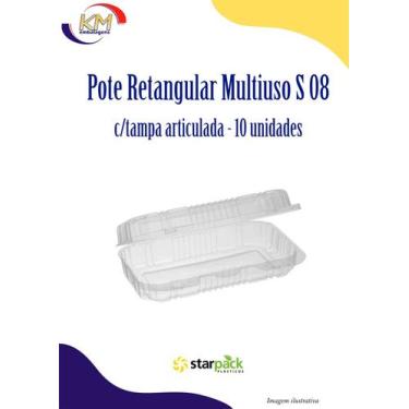 Imagem de Pote retangular multiuso S08 c/tampa articulada  c/10 unid - Starpack 