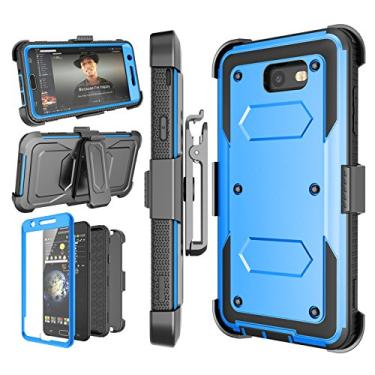 Imagem de Njjex Capa para Galaxy J7 Sky Pro, para J7 V/J7 Perx/J7 Prime, [Nbeck] Protetor de tela integrado resistente com coldre e clipe giratório para celular e suporte para Samsung J7 2017 [Azul]