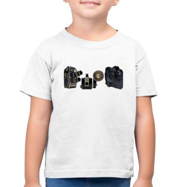 Imagem de Camiseta Algodão Infantil Câmeras Vintage - Foca na Moda, Branco, 4