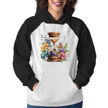 Imagem de Moletom Feminino Ampulheta Floral - Foca na Moda, Branco, Preto, GG