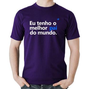 Imagem de Camiseta Algodão Eu tenho o melhor pai do mundo. - Foca na Moda, Roxo,
