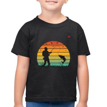 Imagem de Camiseta Algodão Infantil Pescaria Vintage Sunset - Foca na Moda, Pret