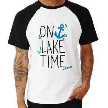 Imagem de Camiseta Raglan On Lake Time - Foca na Moda, Branco, Preto, M