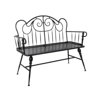 Imagem de Banco ao ar livre Banco de jardim ao ar livre, ferro vintage com encosto, assento de pátio, para varanda, terraço interno, banco de lazer Banco de jardim