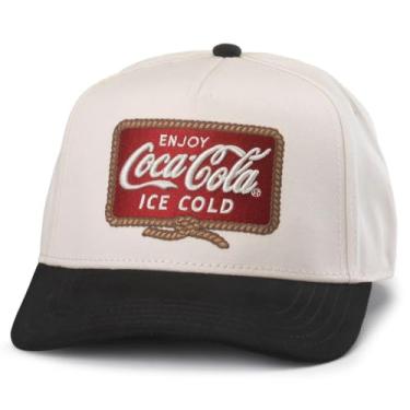 Imagem de AMERICAN NEEDLE Boné de beisebol ajustável unissex Coke Coca Cola, Wrangler (marfim/preto), Tamanho Único