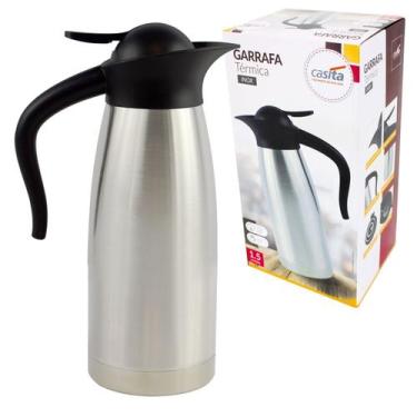 Imagem de Garrafa Térmica Inox Café Parede Dupla Com Alça Botão 1,5L - Casita