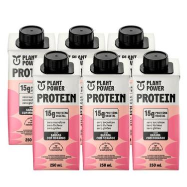 Imagem de 6x Bebida Vegetal 15g Protein Plant Power Banana e Morango 250ml, Bana