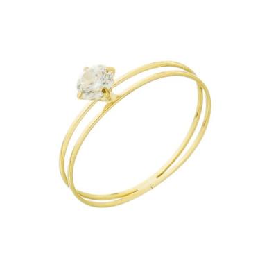 Imagem de Anel De Ouro 18k/750 Aro Duplo Com Zircônia - DR Joias, 16, Branco