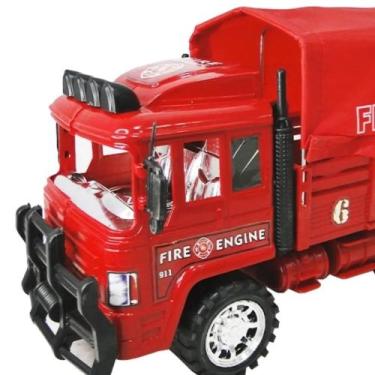 Imagem de Caminhão grande dos bombeiros viatura resgate a fricção brinquedo - JR