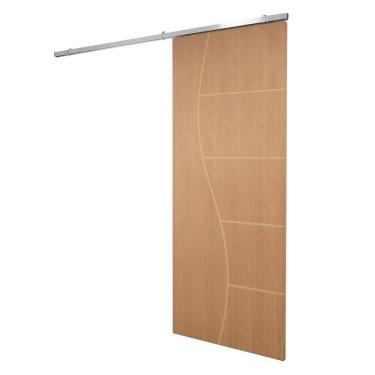 Imagem de Porta De Correr P- Verniz Frisada Kit Alumínio F07 - 210x100