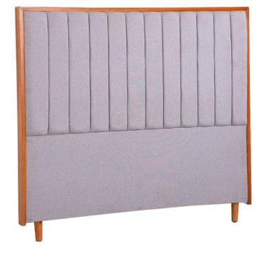 Imagem de Cabeceira Solteiro Luxo Imperial Linho com Detalhe em Madeiras Mac Int