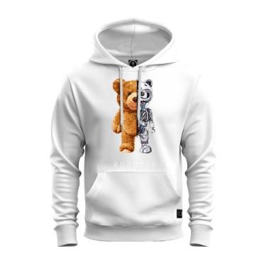 Imagem de Moletom Estampado Unissex Algodão Urso Robotic - NoBrand, Branco, GG