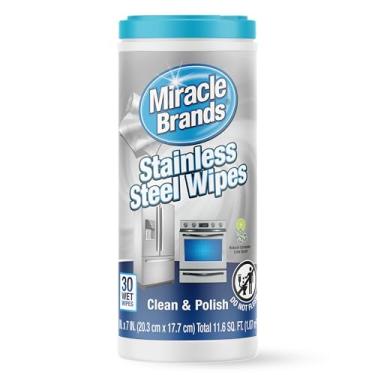 Imagem de MiracleWipes Para aço inoxidável, ótimo para cozinha e eletrodomésticos, incluindo forno, geladeira, máquina de lavar louça, micro-ondas, pia, exaustor, churrasqueira, remove impressões digitais e