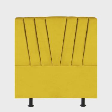 Imagem de Cabeceira Estofada Bélgica 120cm Viúva Solteirão Para Cama Box Quarto Suede Amarelo - Ahz Móveis