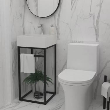 Imagem de Gabinete para Banheiro com Cuba em Ardósia 40cm Estilo Industrial Iron