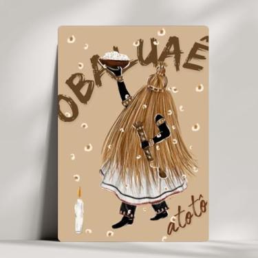 Imagem de Coleção 18 Quadros Decorativos Orixás Giz - Oxum, Oxóssi, Ogum, Iemanjá, Oxalá e Xangô... Umbanda - 28x20cm (Obaluaê)