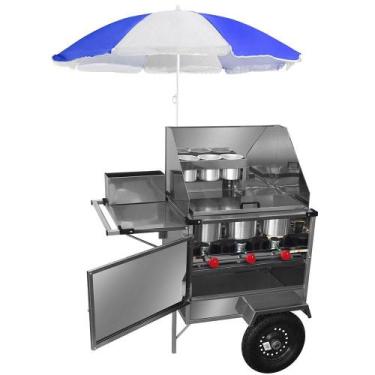 Imagem de Carrinho de Cachorro Quente Simples Inox com Guarda-Sol BSM08P/GS Cefa