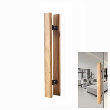 Imagem de Maçaneta de porta de vidro de madeira, puxador de porta de vidro, puxadores de vidro de maçaneta de porta de celeiro de pressão e tração de alta resistência, interior e exterior, design quadrado