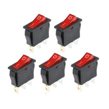 Imagem de Kit 05 x Chave Gangorra on/off KCD3-102N 3T 15A/20A Vermelha - ATMX