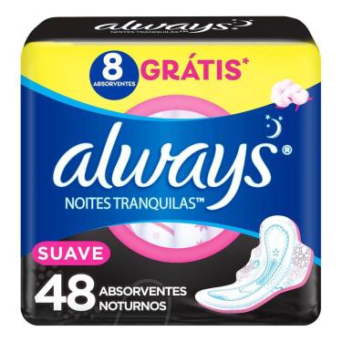 Imagem de Absorvente Noturno Always Noites Tranquilas Suave com abas Leve 48 Pague 40