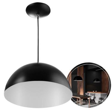 Imagem de Luminaria de teto Pendente Meia Lua 60 cm Preto/Branco