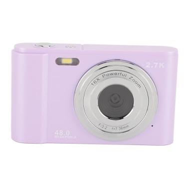 Imagem de Câmera digital de 48 MP para crianças, resolução de vídeo de 2,7 K, zoom de 16x, câmera compacta de ponto e disparo com luz de preenchimento de LED e funcionalidade de webcam (roxo claro)
