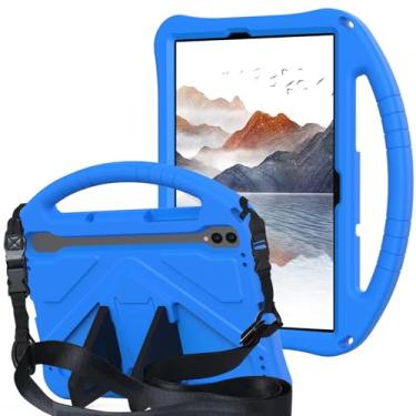 Imagem de Capa compatível com Samsung Galaxy Tab S10 FE 11 polegadas Tablet SM-X520 SM-X526B Capa à prova de choque Capa leve de EVA para tablet com alça ajustável Capa protetora para crianças(Blue)