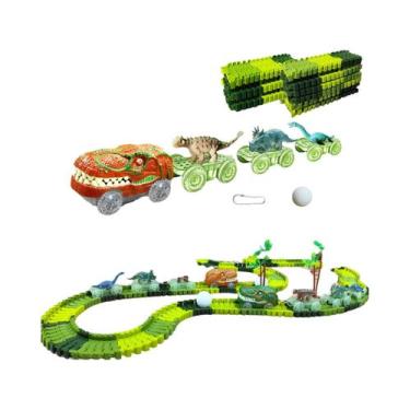 Imagem de Conjunto De Trem De Dinossauro Com Pista Flexível, Carro De Corrida Pa