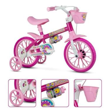 Imagem de Bicicleta Infantil Passeio Menina 3 a 5 Anos Aro 12 Rosa Com Rodinhas 