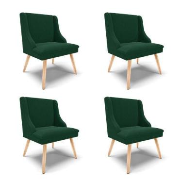 Imagem de Cadeira Sala De Jantar Pé Palito Natural Kit 4 Liz Bouclê Verde D03 - 
