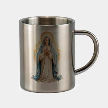 Imagem de Caneca de Inox Premium Prateada 400ml Santo Nossa Senhora de Fatima Ig