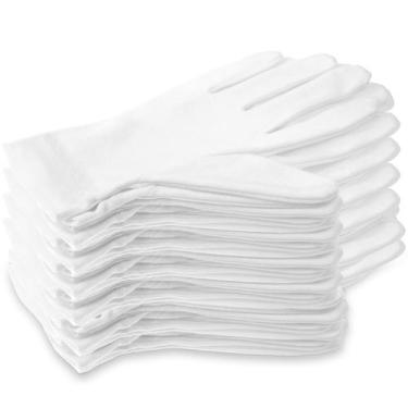 Imagem de Luvas de algodão Selizo 100% brancas para eczema e mãos secas x12 pare