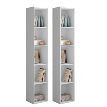 Imagem de Estante Livreiro Com Prateleiras Janaína Kit 2 Unid Branco