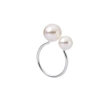 Imagem de Kit 8 Anel Porta Guardanapo de Tecido Pano Prendedor Argola Pérola Mesa Posta Jantar (Prata, Único)