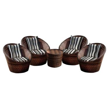 Imagem de Conjunto De Poltronas Bola 4 Poltronas + 1 Mesa Centro Preto