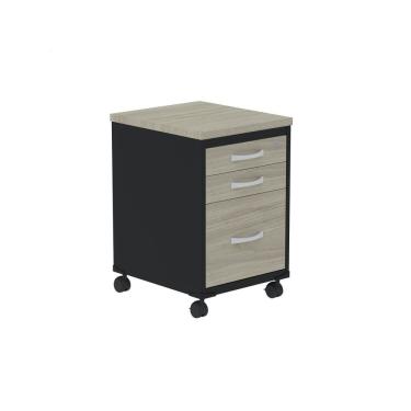 Imagem de Gaveteiro Volante 3 Gavetas Gvps03p25tub Nogueira Casablanca/preto