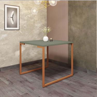 Imagem de Mesa De Jantar Stan Industrial 4 Lugares 90cmFerro Bronze Verde Oliva - Amey Decor