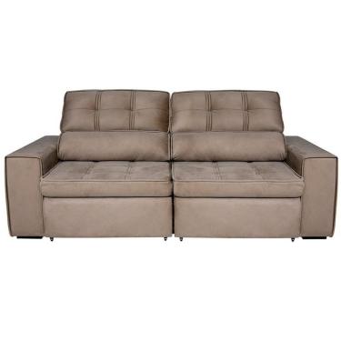 Imagem de Sofá 4 Lugares Com Assento Retrátil Encosto Reclinável E Tecido Veludo Plush Cappuccino
