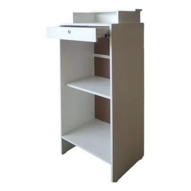 Imagem de Balcão Caixa Com Gaveta Lojas E Comércios 100% Mdf Branco Desmontado -