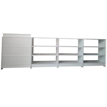 Imagem de Balcão Caixa + 3 Expositores Lojas E Comércios Branco - Suprema Móveis