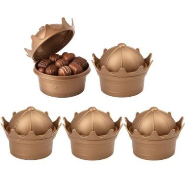 Imagem de 5 Potes de Coroa Dourado Princesa p/ Festa Aniversário Doces p/ Sacola