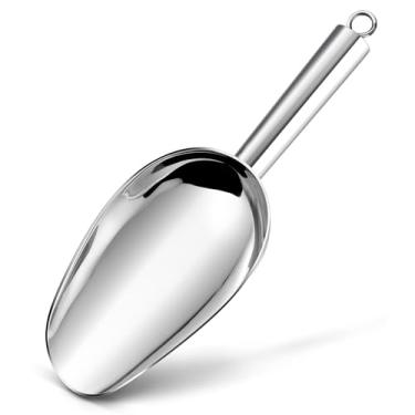 Imagem de E-far Pá De Gelo Aço Inoxidável, Metal 8 Onças Para Cozinha, Freezer, Bar, Festa Casamento, Pás Utilitárias Alimentos, Doces/Farinha/Ração Cães E Gatos/Feijão/Pipoca, Lavável Na Máquina Lavar Louça