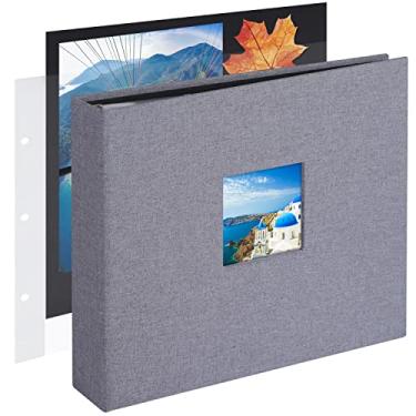 Imagem de 1DOT2 Álbum De Fotos Pequeno Com 3 Argolas, 8X8, Faça Você Mesmo, 30 Capas Plástico, 60 Páginas E Capa Tecido Para Bebês, Viagens, Casamentos, Aniversários, Aventuras Infantis (Capa Cinza/Páginas Pr
