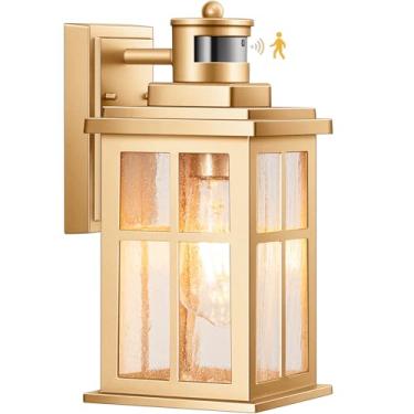 Imagem de VIANIS Luzes De Varanda Com Sensor Movimento Para Áreas Externas, Luminárias Externas Douradas Do Anoitecer Ao Amanhecer Casa, Arandela Moderna Parede Garagem Externa, Porta Da Frente, Pátio Vidro T