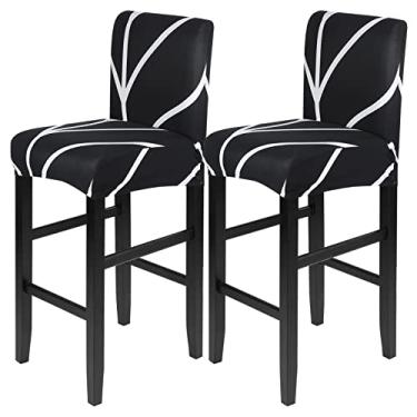 Imagem de SearchI Conjunto De 2 Capas Para Bancos Bar, Elásticas E Laváveis Assentos Cadeira Alta Cozinha, Sala Jantar Café (Escuro)