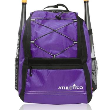 Imagem de Athletico Bolsa De Beisebol Juvenil - Mochila Para Taco Beisebol, T-Ball E Softball, Comporta Taco, Capacete, Luva Gancho Cerca (Roxa)