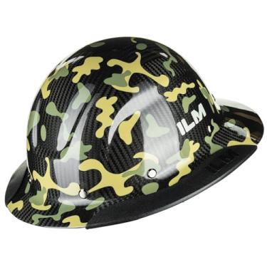 Imagem de ILM Capacete Rígido Masculino De Fibra Carbono Com Aba Completa E Suspensão 4 A 8 Pontos, Modelo Ms401, Camuflagem Verde, Osha Ansi Construction Safety