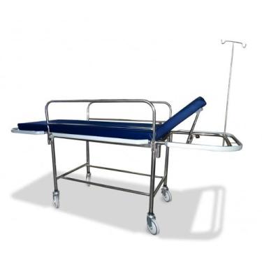 Imagem de Maca Carro Padiola Hospitalar Inox Azul Marinho Com Rodízios e Suporte