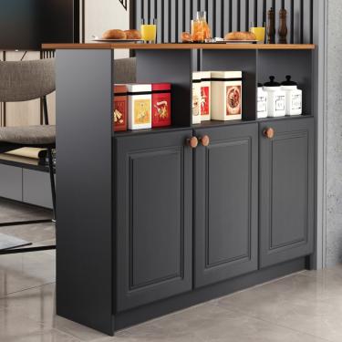 Imagem de Bancada Ilha 3 Portas 120cm Flavia Indekes - Chumbo